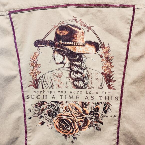 Perhaps You Were Born for Such A Time As This Upcycled Chicos Jacket, Size 8 - Picture 2 of 9